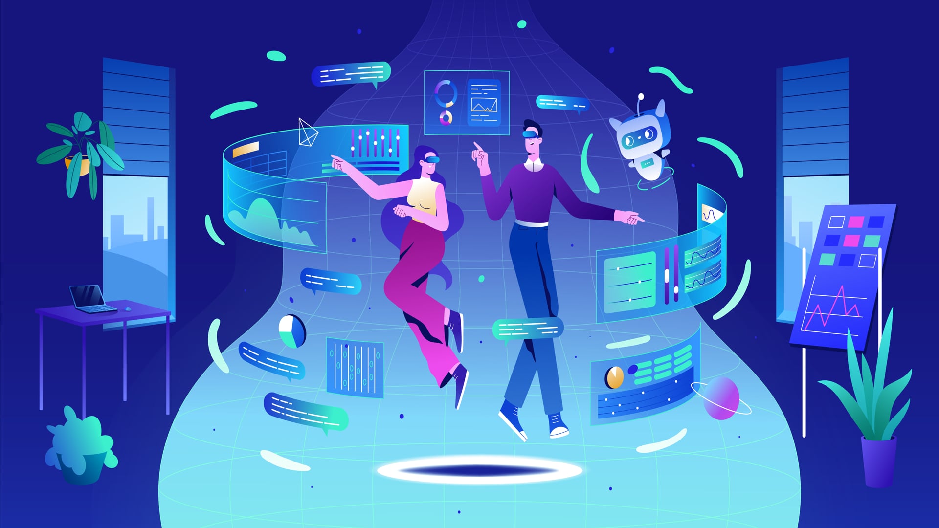 Innovation and technology visualization showing modern development workflow